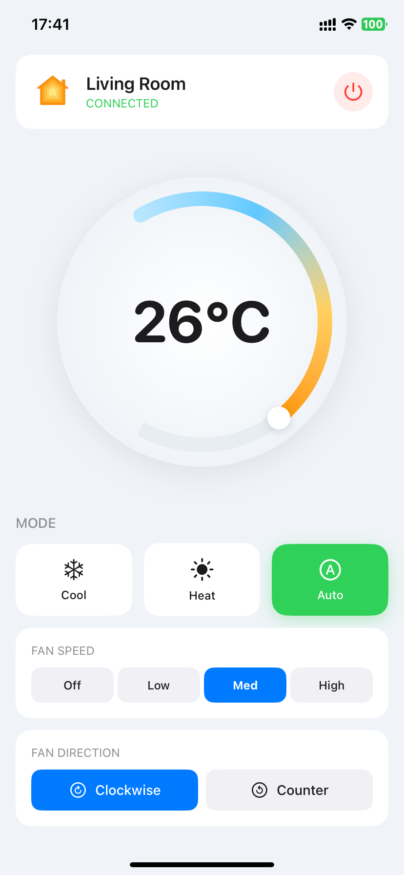 AC temperature and mode control